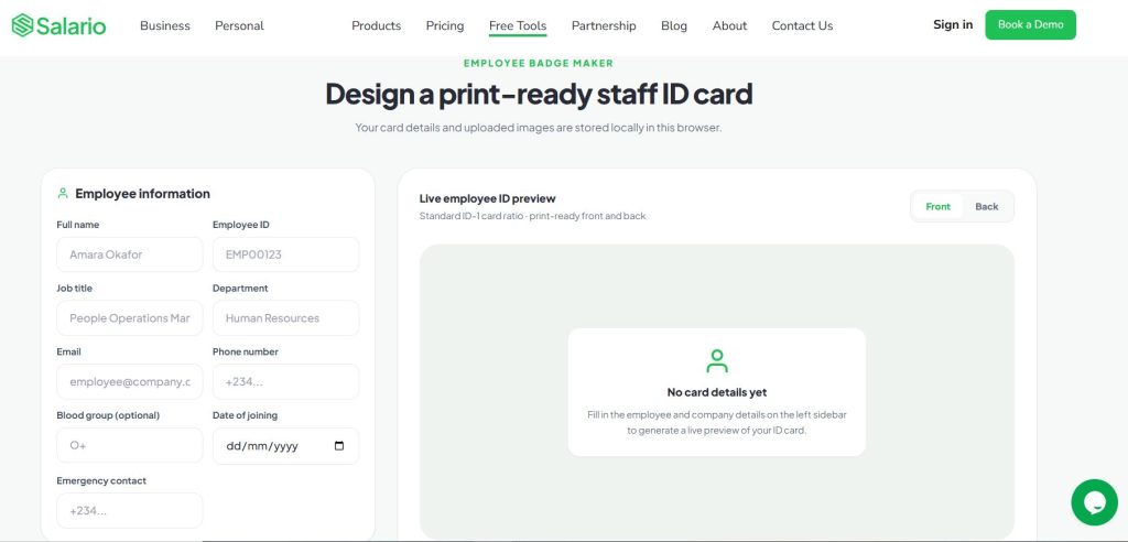 Generate an Employee ID Card