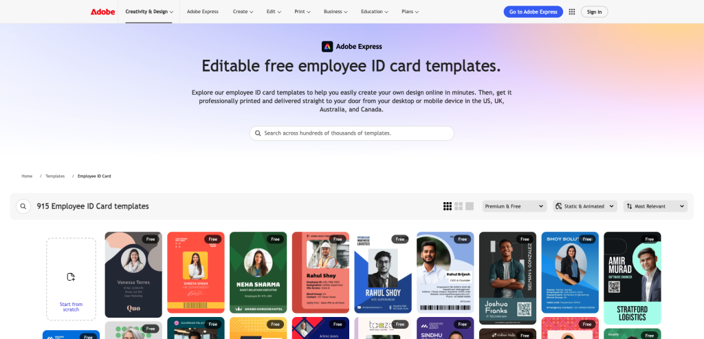 Adobe Employee ID Card Makers